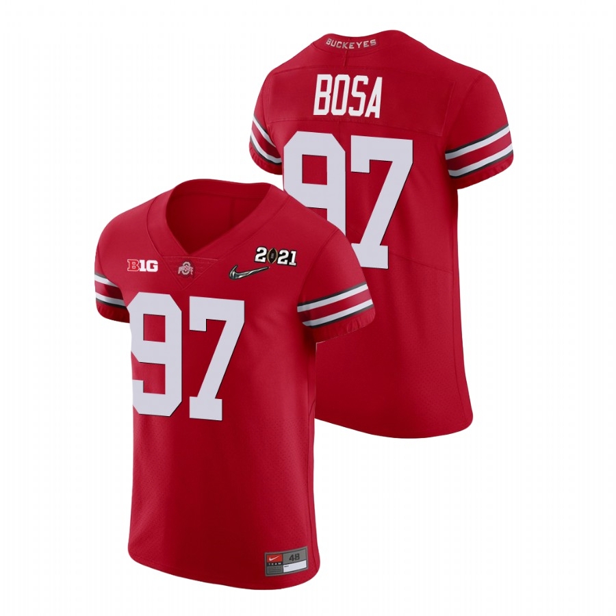 Ohio State Buckeyes Men's NCAA Joey Bosa #97 Scarlet Champions 2021 National Playoff College Football Jersey TRS4049PM